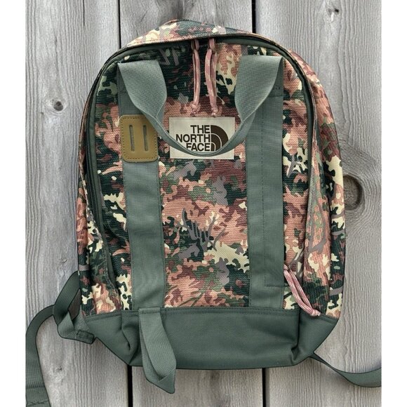 North Face Tote Pack Twilight Mauve Canvas Paint Texture Print/Balsam Green - Picture 1 of 11